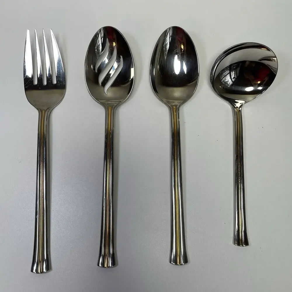 Mikasa Newport Gold 18/8 Stainless Flatware 4 Piece Hostess Serving Set Japan